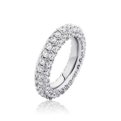 3-Row Pave CZ Eternity Band Ring