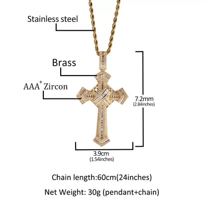 Vault Baguette Cross Pendant Necklace
