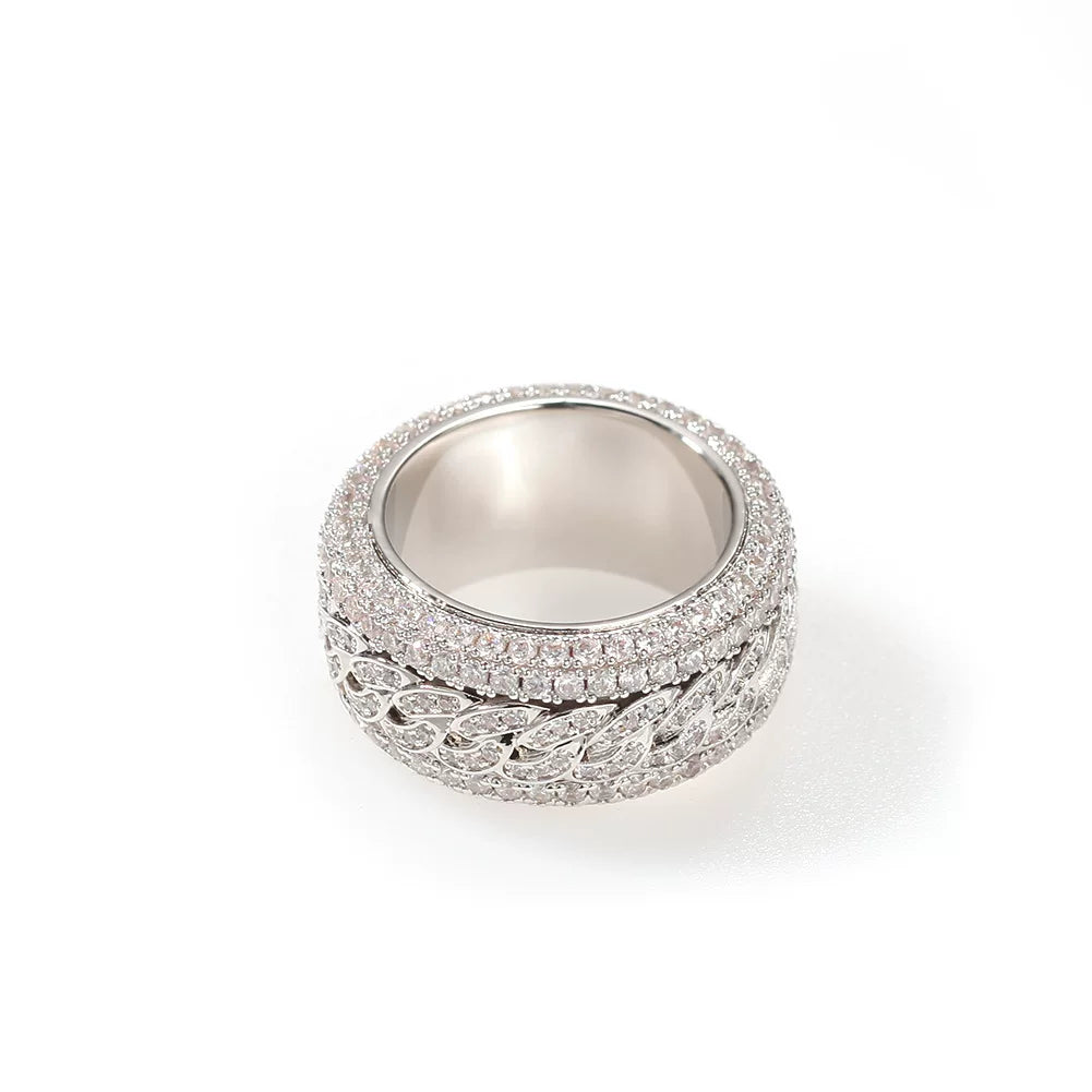 Iced Out Cuban Link Spinner Ring