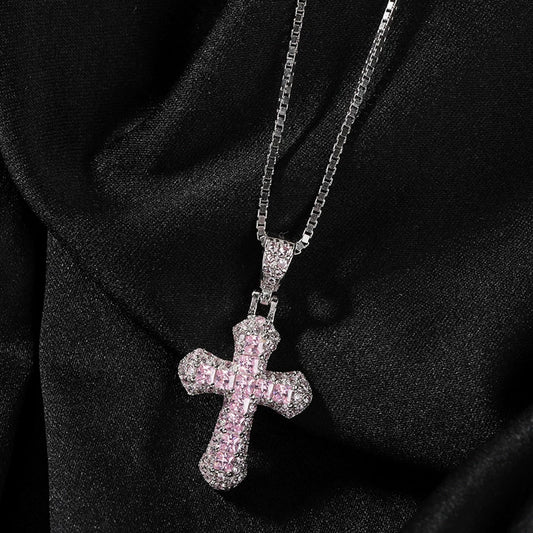 The Baguette Cross Pendant Necklace