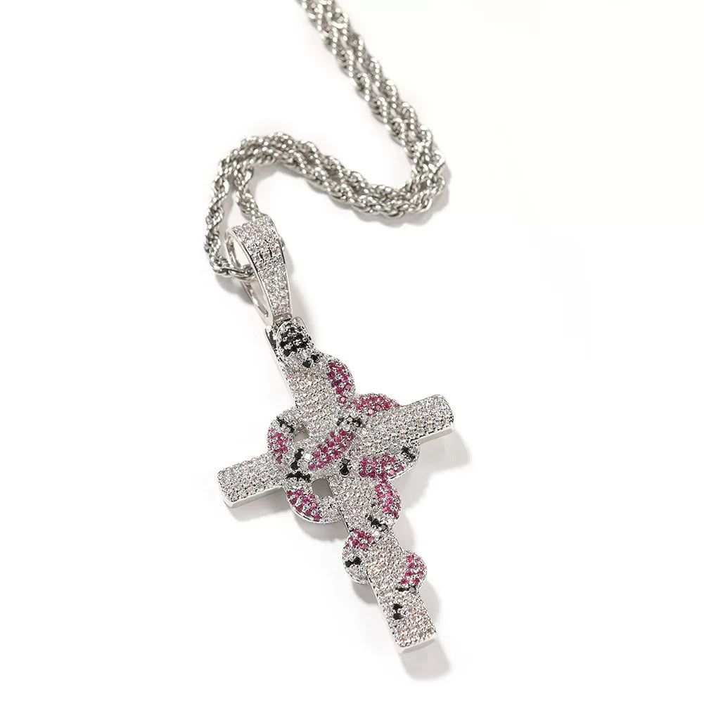 Serpent Cross Pendant Necklace
