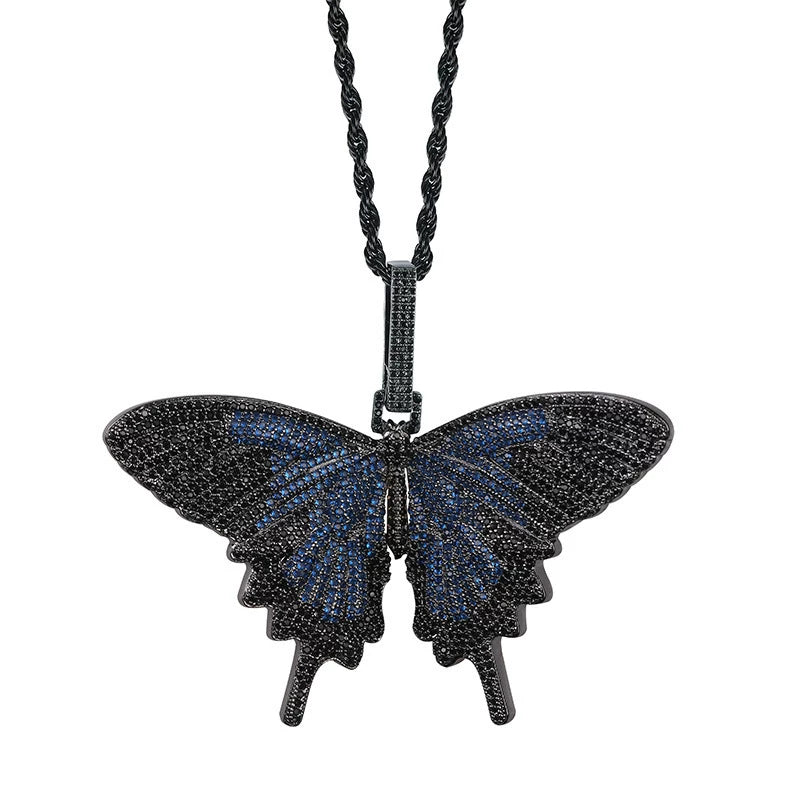 Iced Out Butterfly Pendant Necklace