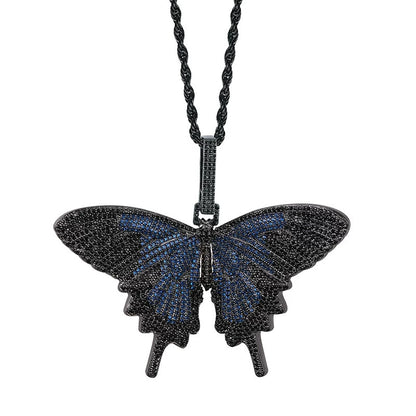 Iced Out Butterfly Pendant Necklace