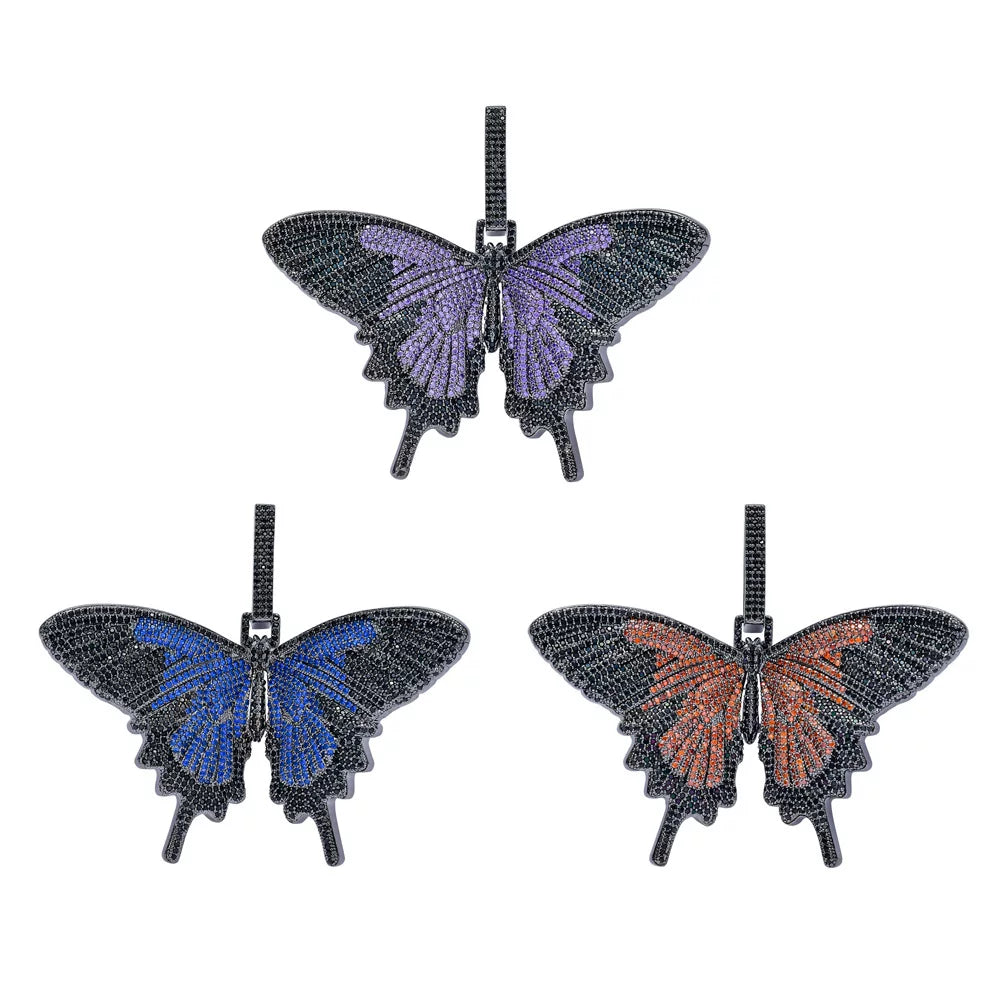 Iced Out Butterfly Pendant Necklace