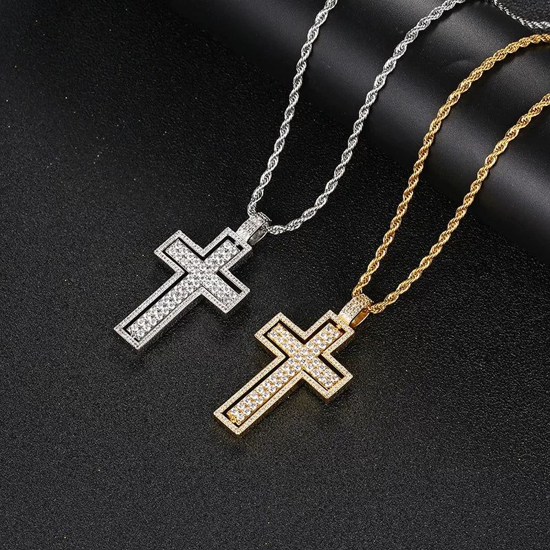The Double Cross Spinner Pendant Necklace