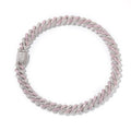 Pink & White Iced Cuban Link Chain Necklace