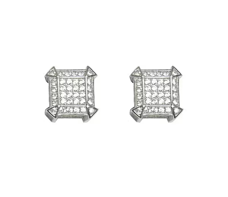 Iced Out Square Pave CZ Stud Earrings