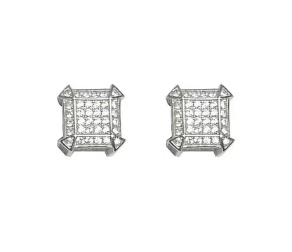 Iced Out Square Pave CZ Stud Earrings