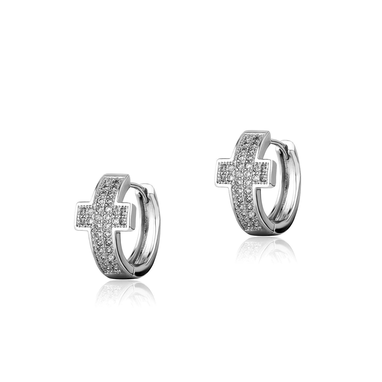 The Cross Huggie Hoops