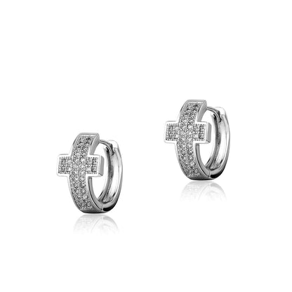 The Cross Huggie Hoops