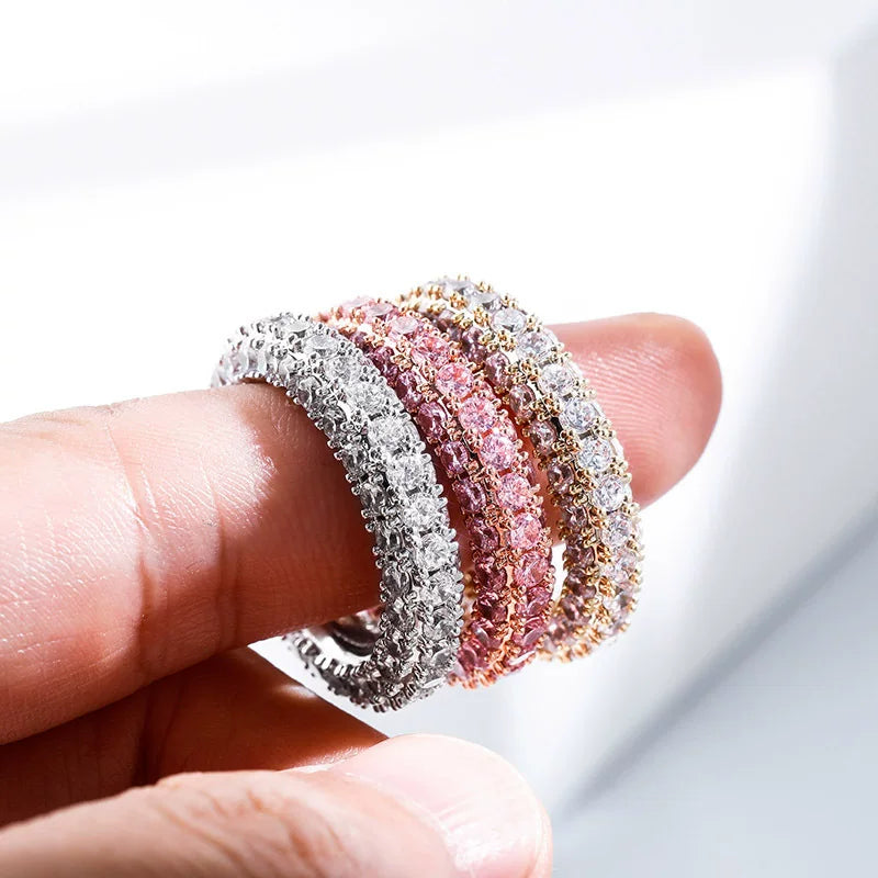 3-Row Pave CZ Eternity Band Ring