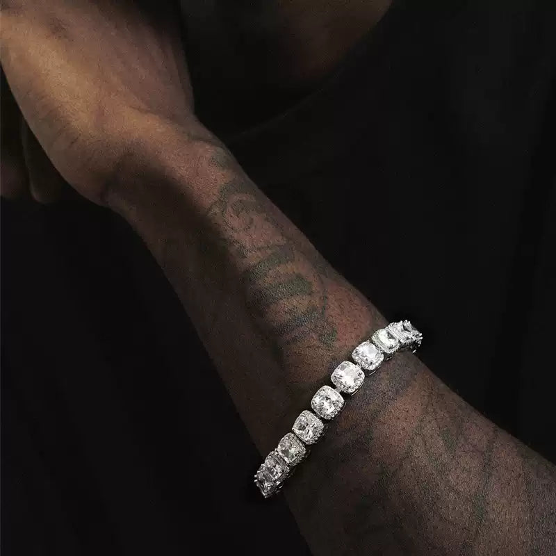 Cushion Halo CZ Tennis Bracelet