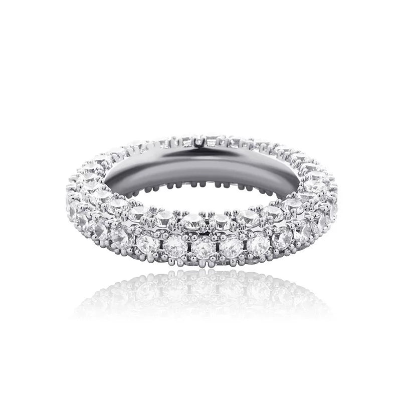 3-Row Pave CZ Eternity Band Ring