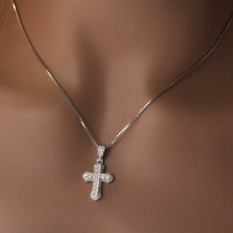 The Baguette Cross Pendant Necklace