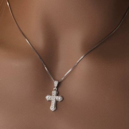 The Baguette Cross Pendant Necklace