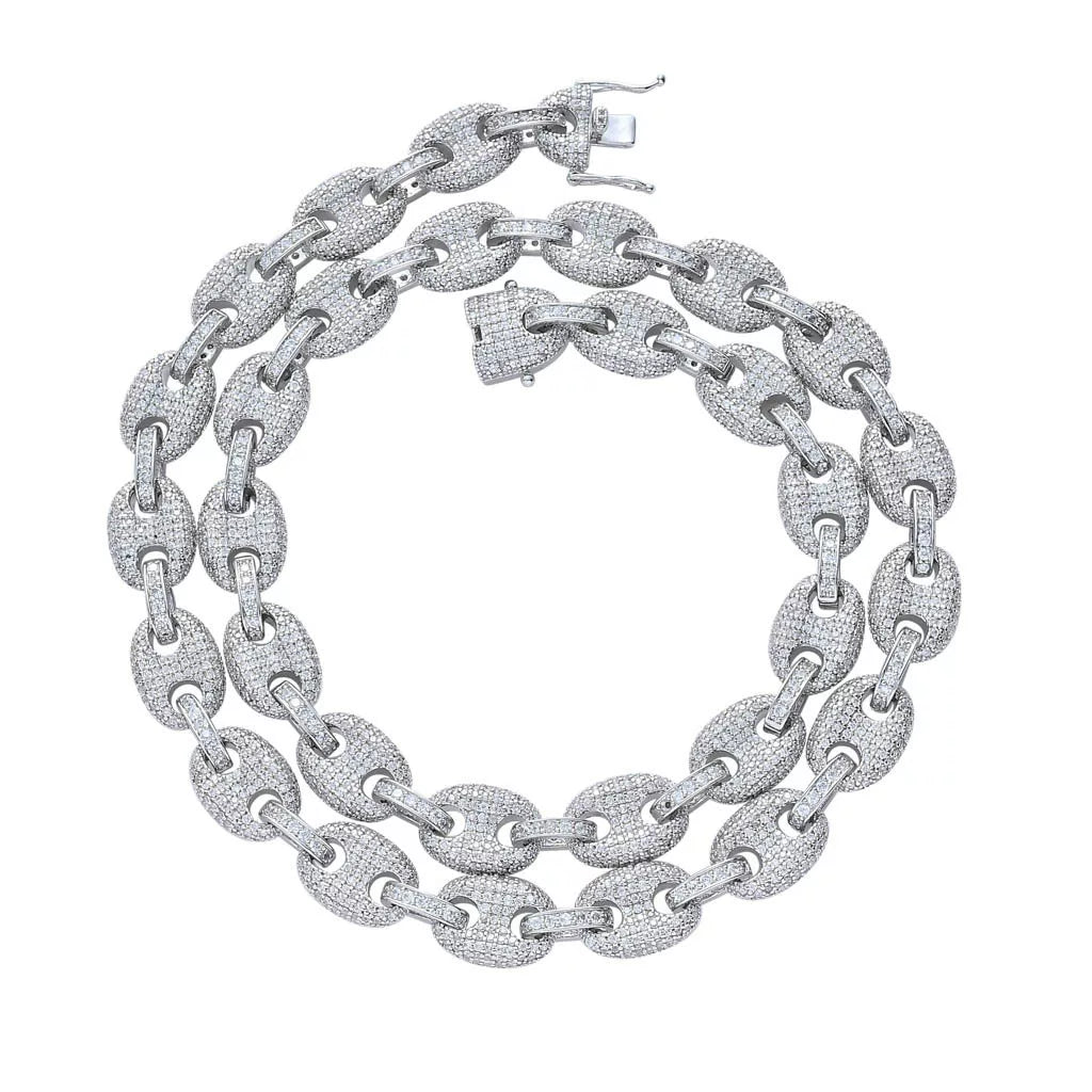 Puffed Iced Gucci Link Necklace