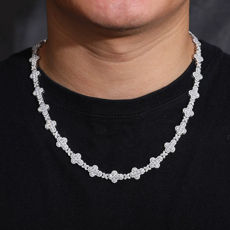 Clover Bloom 10mm Iced Link Necklace