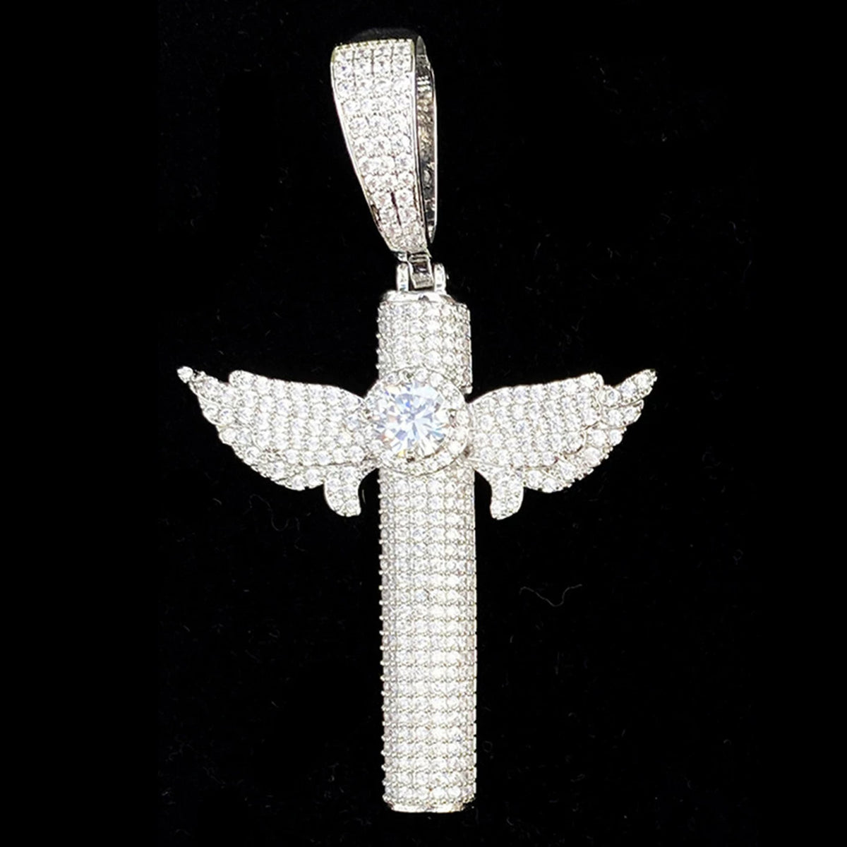 Seraph Cross Iced Pendant Necklace
