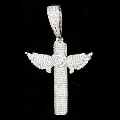 Seraph Cross Iced Pendant Necklace