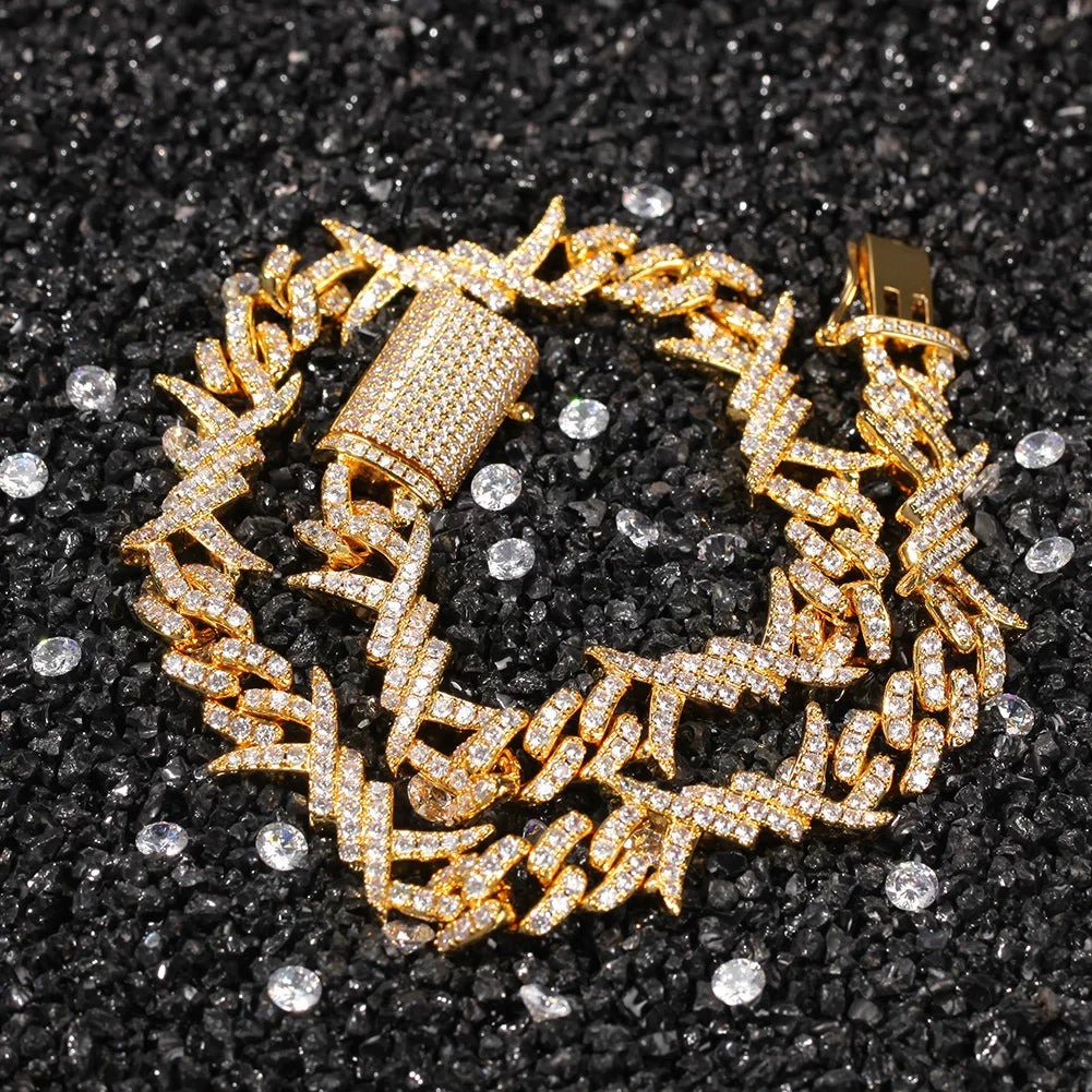Iced Out Thorns Cuban Link Chain Necklace