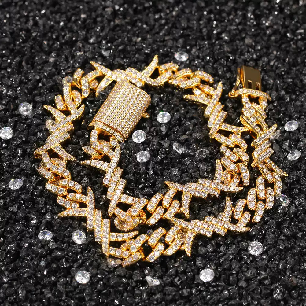 Iced Out Thorns Cuban Link Chain Necklace