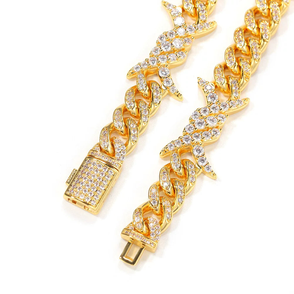 Iced Out Thorns Cuban Link Bracelet