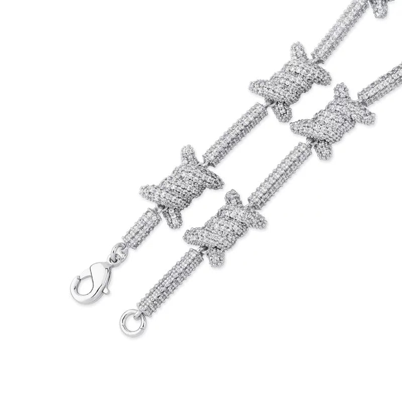 Iced Out Barbed Wire Chain Necklace