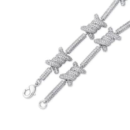 Iced Out Barbed Wire Chain Necklace