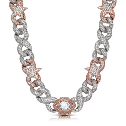 The Stardust Evil Eye Cuban Link Chain Necklace
