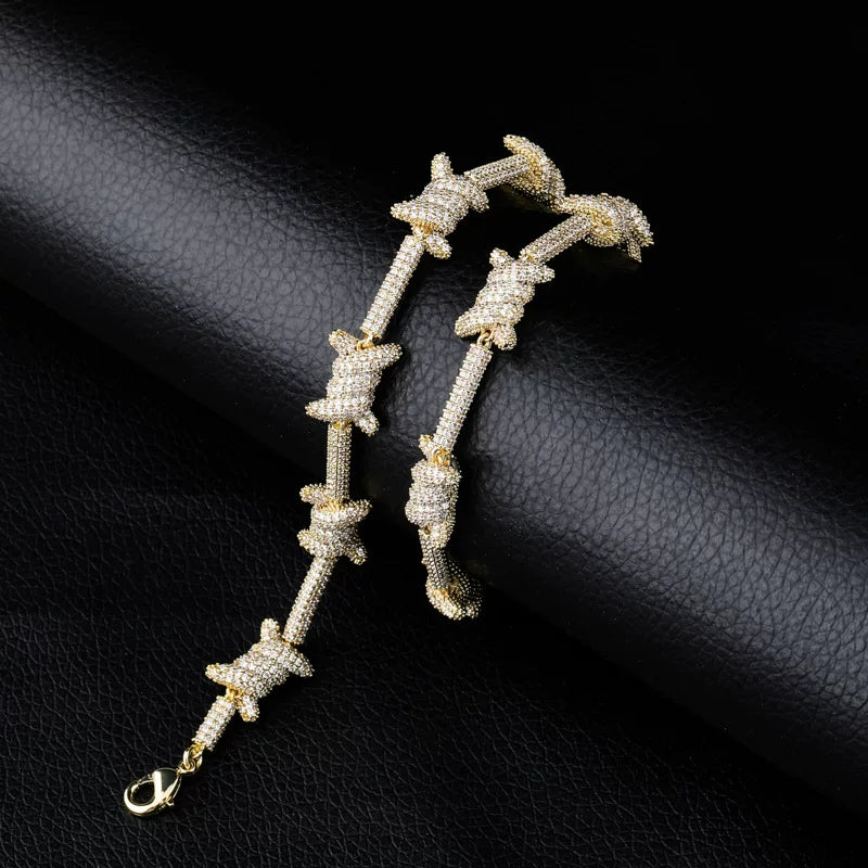 Iced Out Barbed Wire Bracelet
