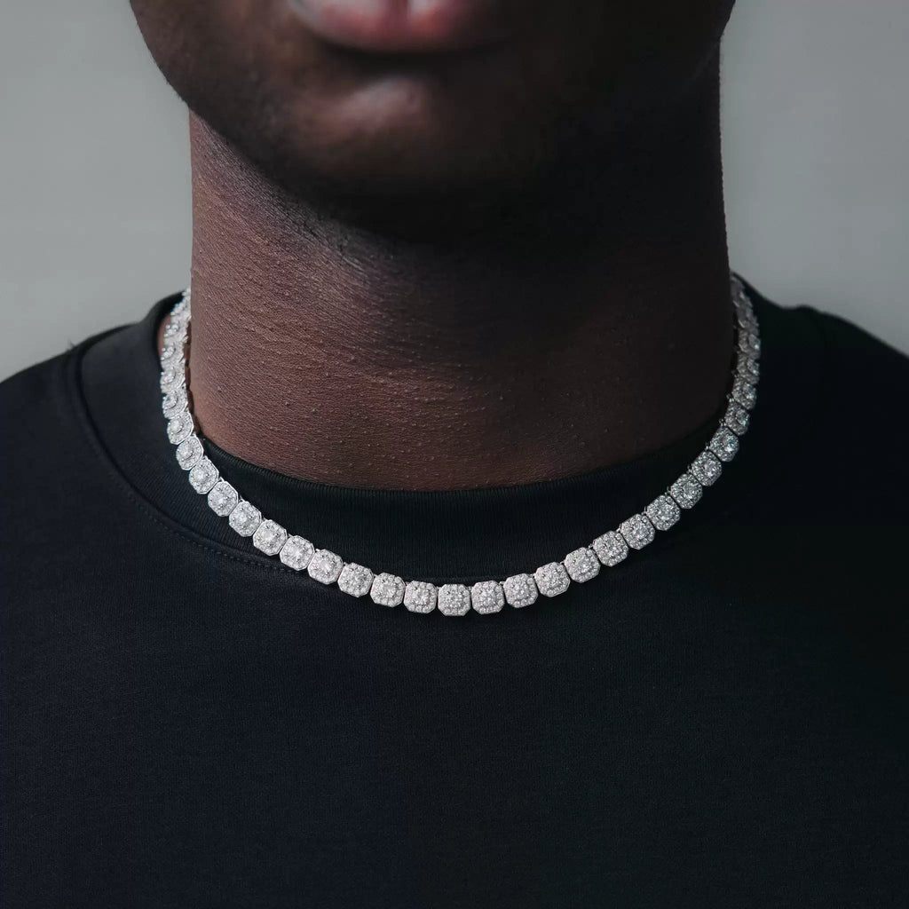 Octagon Halo Iced Tennis Necklace