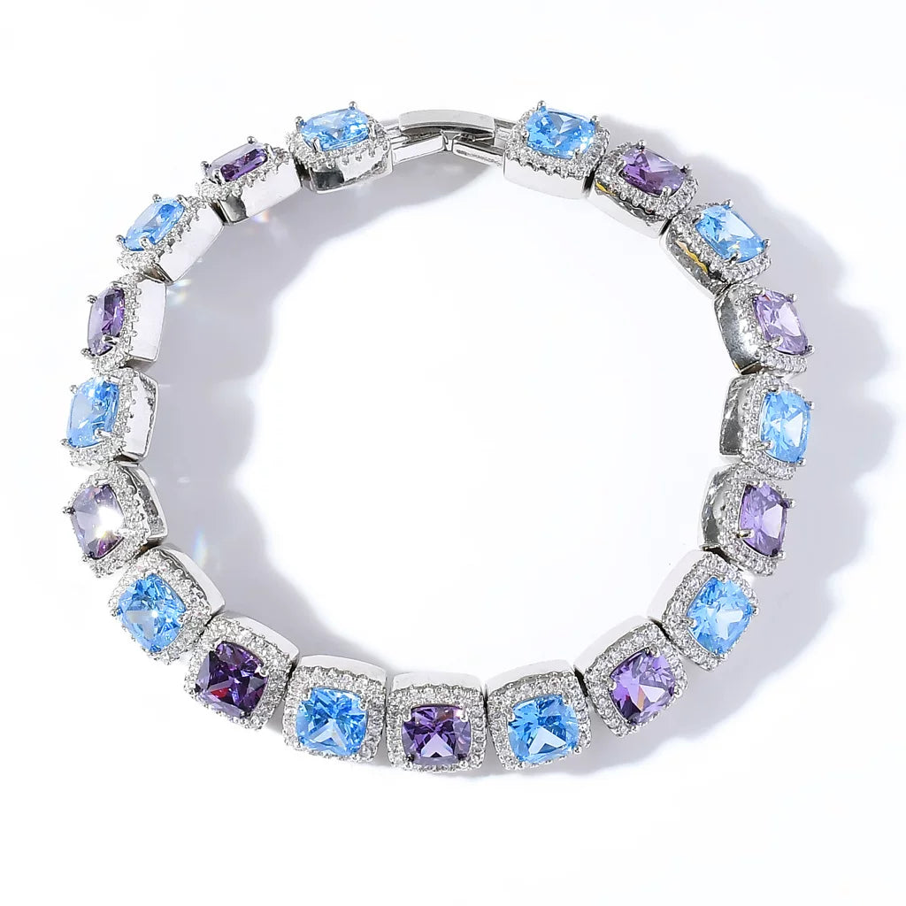 Cushion Halo CZ Tennis Bracelet