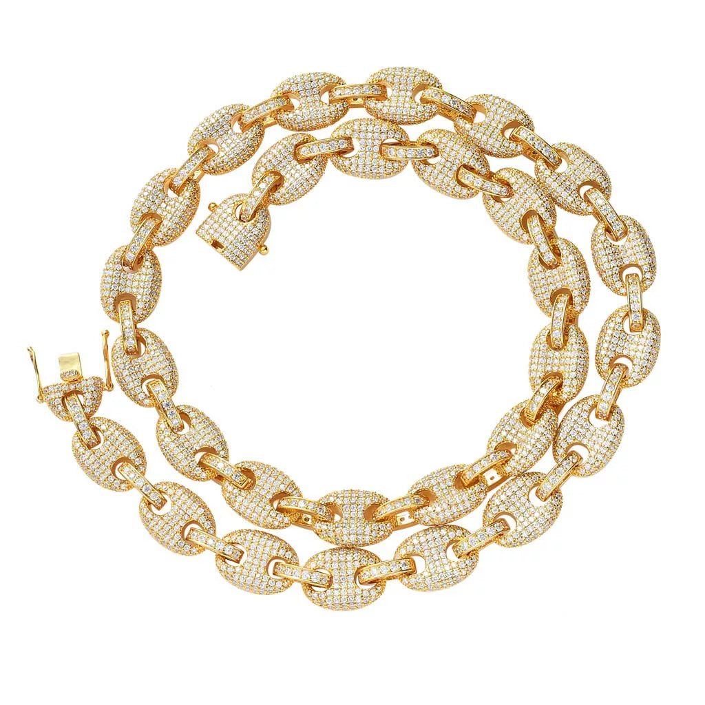 Puffed Iced Gucci Link Necklace