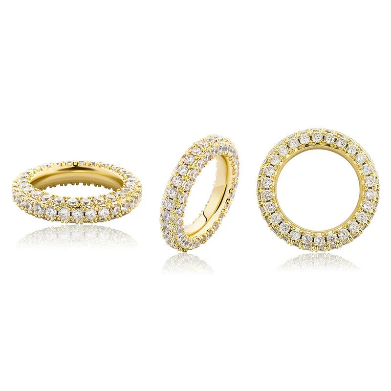 3-Row Pave CZ Eternity Band Ring