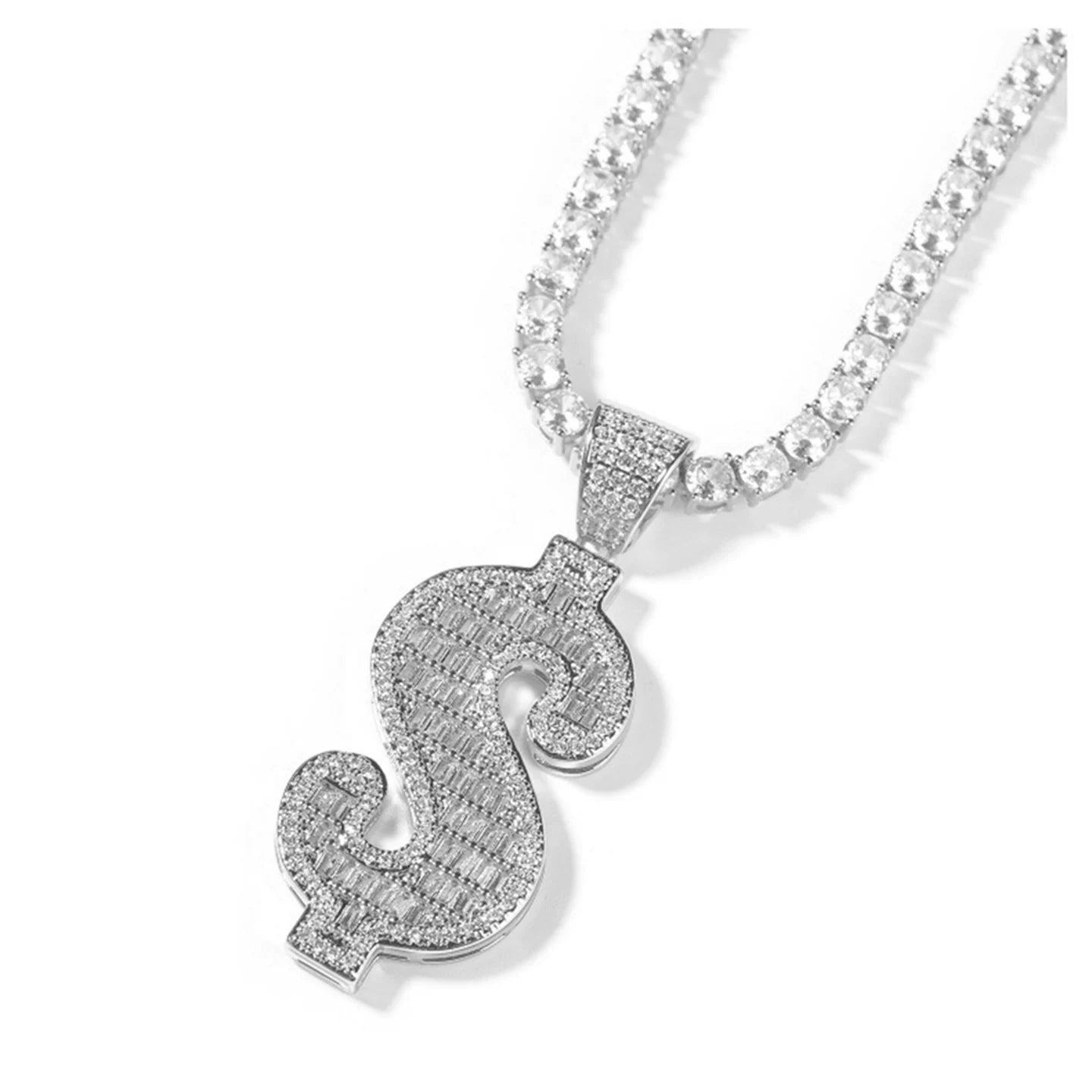 Money Bag Baguette Iced Necklace