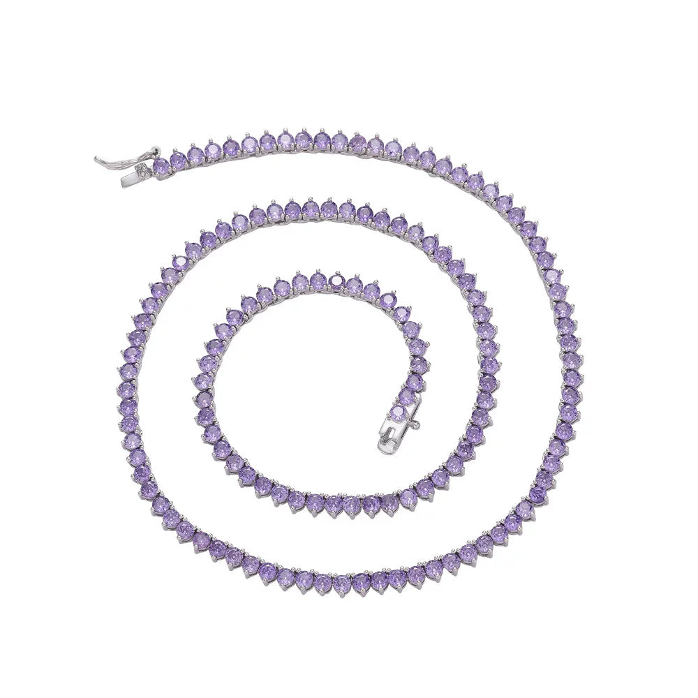 Prism Round CZ Tennis Necklace