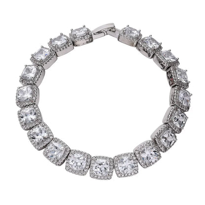 Cushion Halo CZ Tennis Bracelet