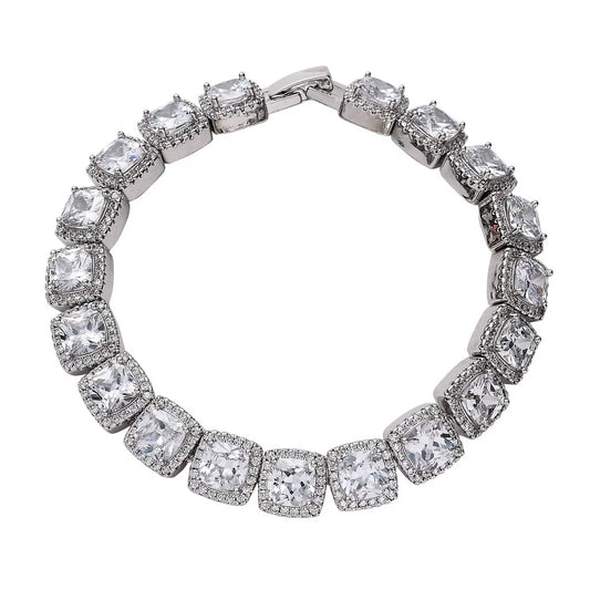 Cushion Halo CZ Tennis Bracelet
