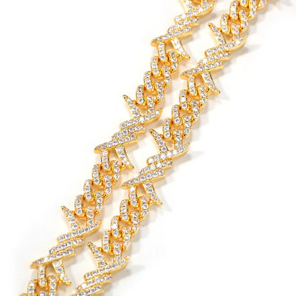 Iced Out Thorns Cuban Link Chain Necklace