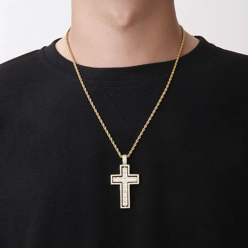 The Double Cross Spinner Pendant Necklace