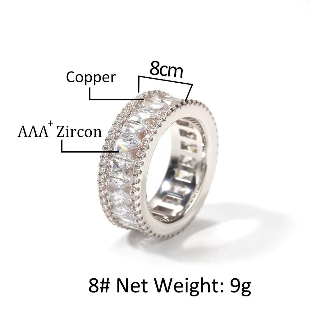 Iced Out Baguette CZ Eternity Band Ring