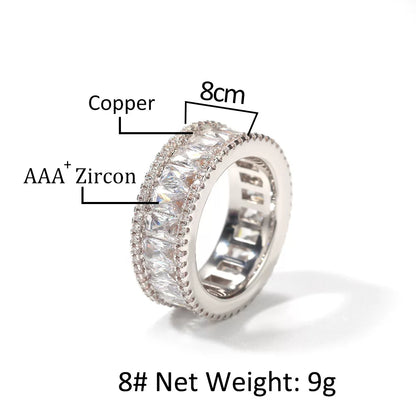 Iced Out Baguette CZ Eternity Band Ring