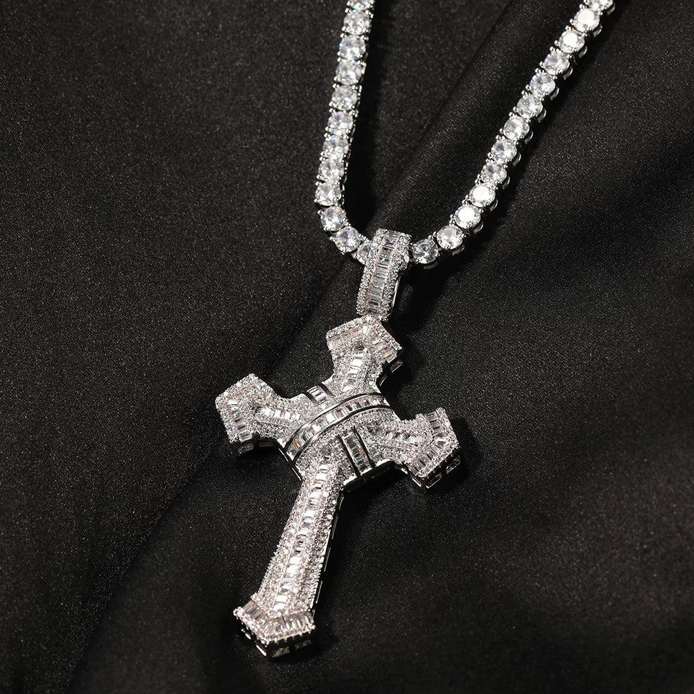 Vault Baguette Cross Pendant Necklace