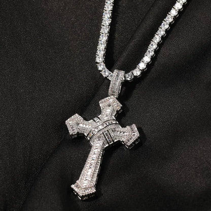 Vault Baguette Cross Pendant Necklace