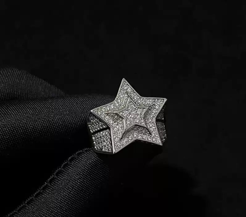 Iced Out 3D Star Ring