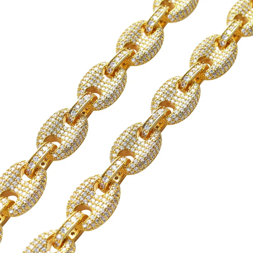 Puffed Iced Gucci Link Necklace