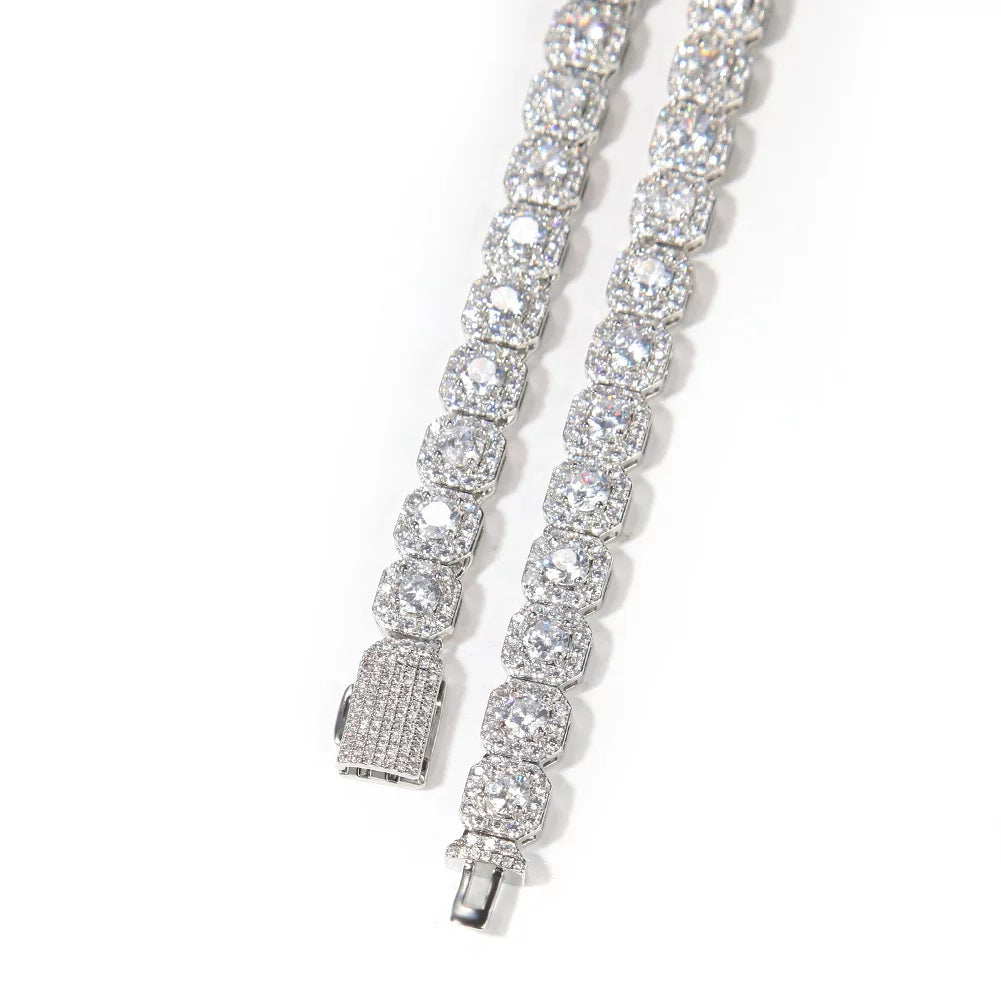 Octagon Halo Iced Tennis Necklace