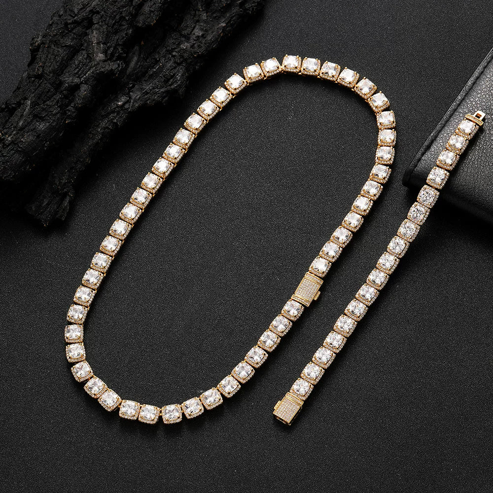 The Cushion Halo Tennis Necklace & Bracelet Set
