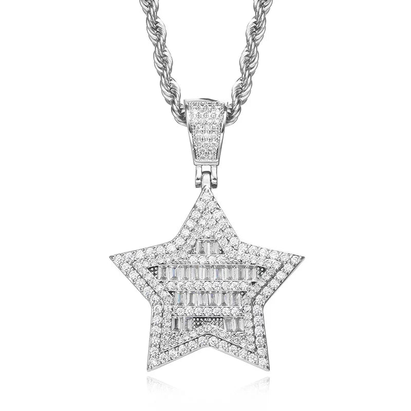 Nova Baguette Star Pendant Necklace