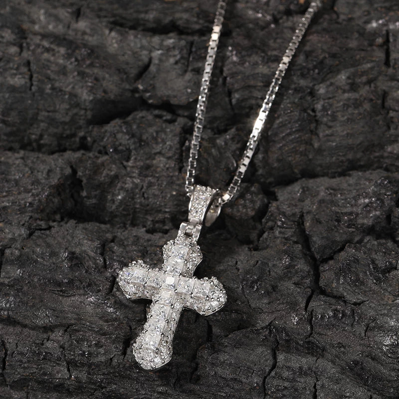 The Baguette Cross Pendant Necklace